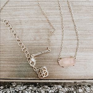 Kendra Scott EVER NECKLACE GOLD ROSE QUARTZ